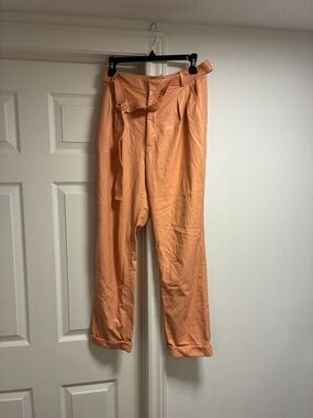 Lapointe Women's Peach Paperbag Waist Pants - Lightweight Relaxed Fit